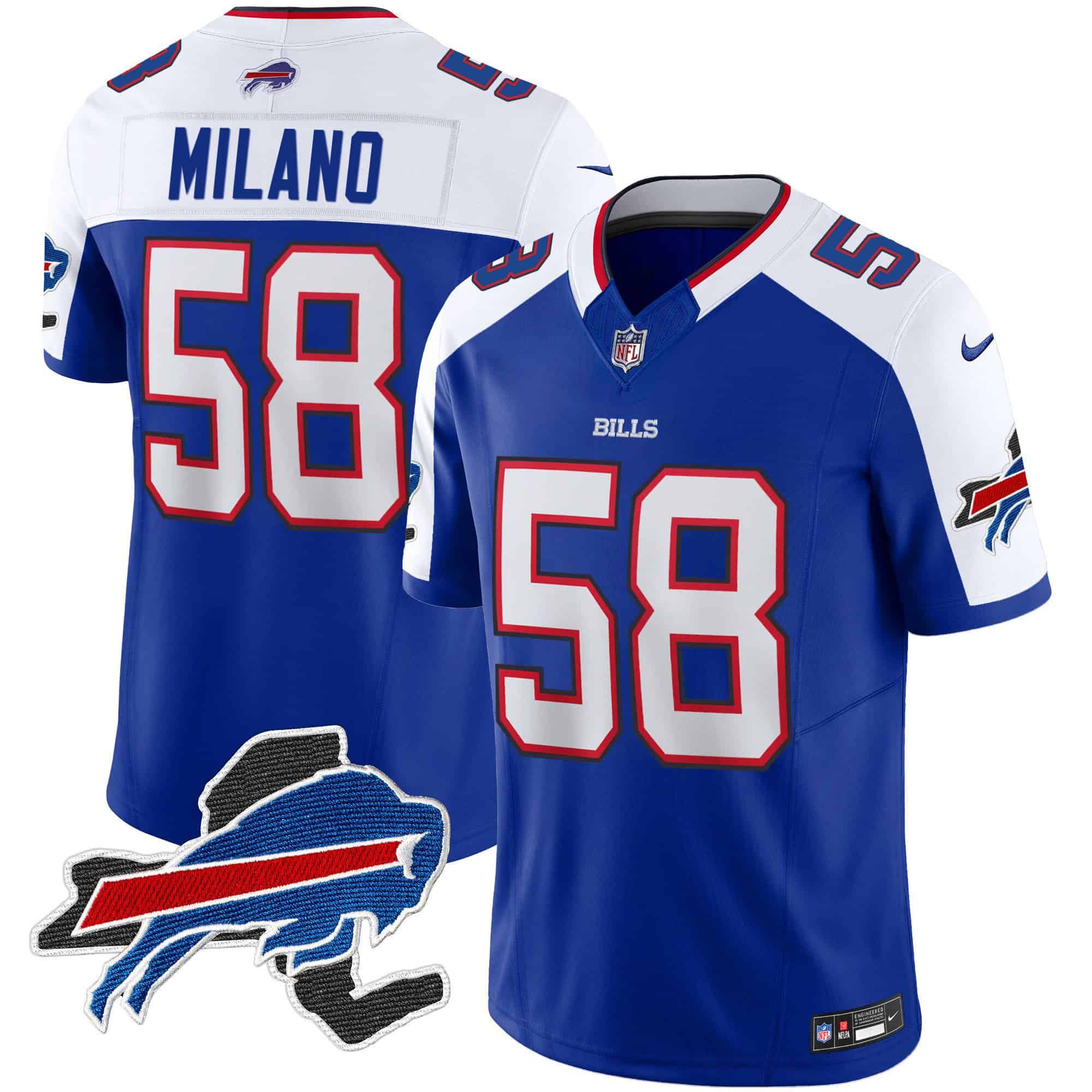 Men Buffalo Bills #58 Milano Blue 2024 Nike Patch Vapor Limited NFL Jersey